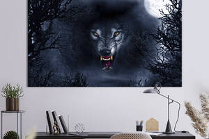 Картина животные KIL Art Оскал волка на фоне ночного леса 75x50 см (1729-1)