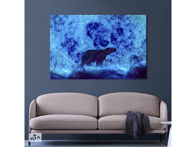 Картина животные KIL Art Полярный медведь на бело-голубых разводах 122x81 см (1723-1)