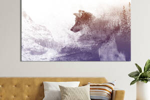 Картина животные KIL Art Профиль волка на серо-фиолетовых мазках 75x50 см (1710-1)