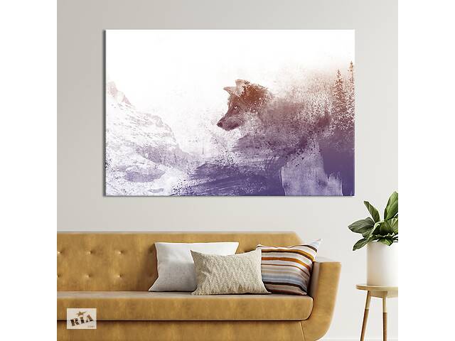 Картина животные KIL Art Профиль волка на серо-фиолетовых мазках 122x81 см (1710-1)