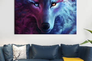 Картина животные KIL Art Розово-голубая морда волка 75x50 см (1734-1)
