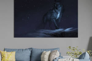 Картина животные KIL Art Волк стоит на сколе ночью 122x81 см (1713-1)