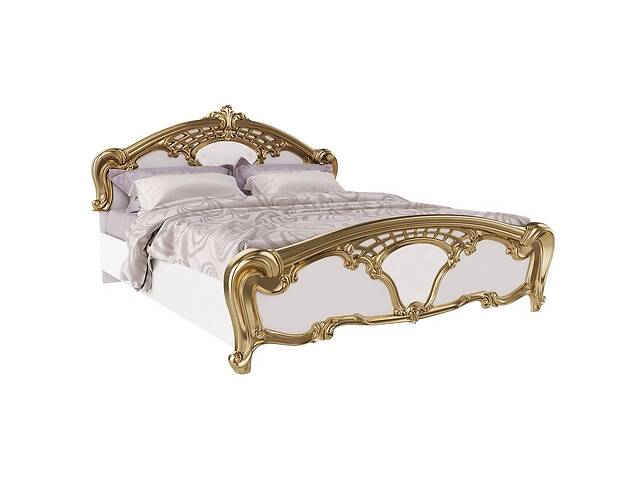 Класичне ліжко з витягом Миро-Марк Єва 2000 x 1800 з каркасом прованс Білий глянець/Золото (56808)