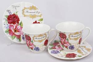 Кофейный набор Romantic Life E98 2 чашки 90мл и 2 блюдца