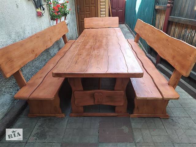 Комплект деревянной массивной мебели 1800мм ( стол, лавки )