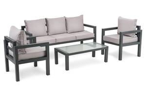 Комплект мебели для сада (диванчик, 2 кресла, столик, подушки) di Volio Brescia 3 Серый/Светло-серый