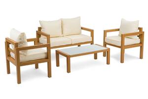 Комплект мебели для сада (диванчик, 2 кресла, столик, подушки) di Volio Brescia 2 Натуральный/кремовый