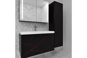 Комплект мебели Mikola-M Chaos с пеналом из пластика чорный/красный 80 см