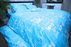 Комплект постельного белья Brettani Двойной Love на голубом Бязь Голубой 735-2frozy-2