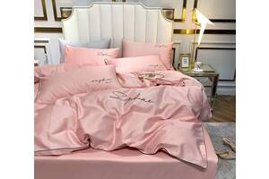 Комплект постельного белья сатин Crown Lux полуторный розовый (156152)