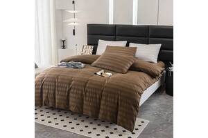 Комплект постельного белья сатин SADA Lux евро коричневый (74123)