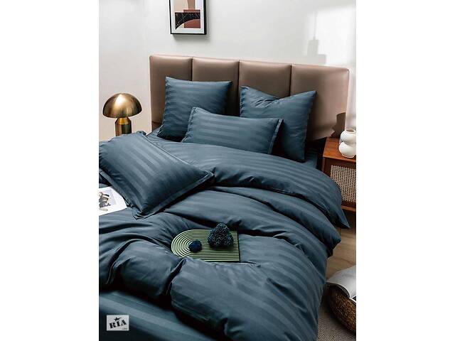 Комплект постельного белья сатин SADA Lux евро темно-синий (776744967)