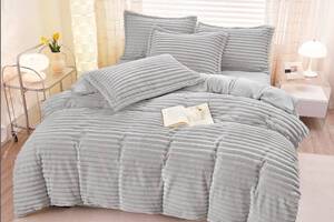 Комплект постельного белья велюр SADA lux евро светло-серый (51525)
