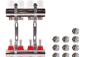 Комплект: SD Колектор с витратомірами 1'х5 SD235W5 + SD Євроконус 3/4'' 16 х 2мм SD346