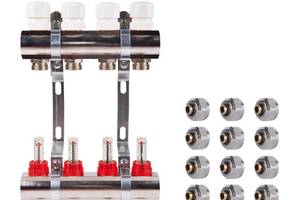 Комплект: SD Колектор с витратомірами 1'х6 SD235W6 + SD Євроконус 3/4'' 16 х 2мм SD346