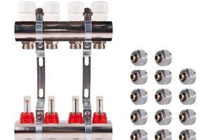 Комплект: SD Колектор с витратомірами 1'х7 SD235W7 + SD Євроконус 3/4'' 16 х 2мм SD346