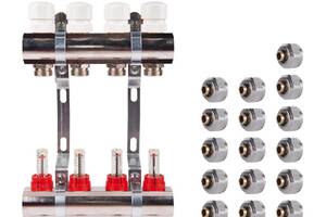 Комплект: SD Колектор с витратомірами 1'х8 SD235W8 + SD Євроконус 3/4'' 16 х 2мм SD346