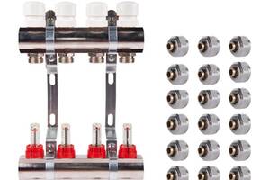 Комплект: SD Колектор с витратомірами 1'х9 SD235W9 + SD Євроконус 3/4'' 16 х 2мм SD346