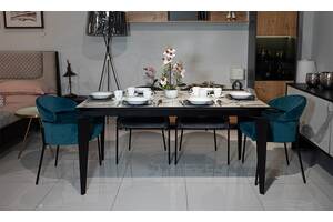 Комплект стіл Палацо білий та стільці Трініті бірюзовий