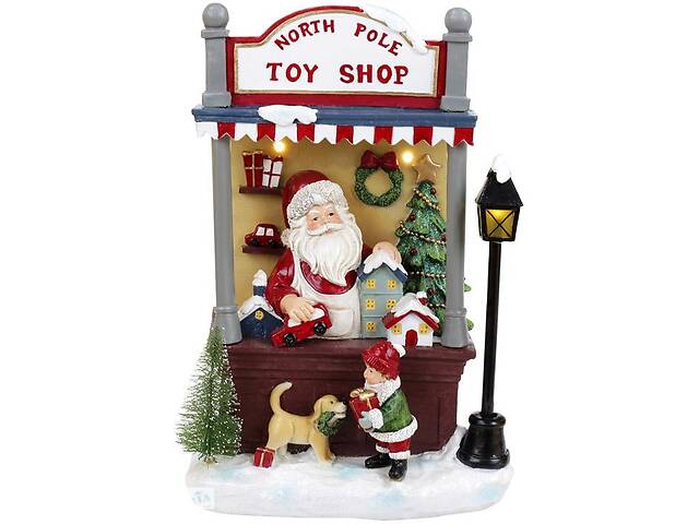 Композиція новорічна North Pole Toy Shop з LED підсвічуванням полістоун Bona DP69432