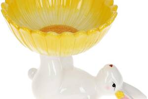Конфетница 'Милый Кролик' 20х15х14см керамическая с фигуркой кролика, желтый