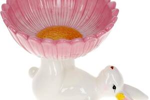 Конфетница 'Милый Кролик' 20х15х14см керамическая с фигуркой кролика, розовый