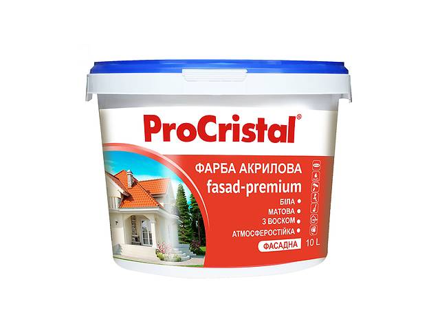 Краска акриловая фасадная Ирком ProCristal Fasad-Premium IP-132 10 л Белый