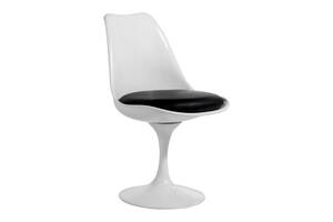 Кресло дизайнерское Тюльпан SDM, пластик, подушка черного цвета Белый