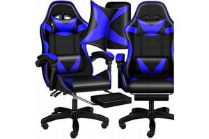 Кресло геймерское PLAYER с подставкой для ног Blue/Black (100002)