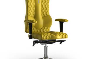 Кресло KULIK SYSTEM ELEGANCE Экокожа с подголовником со строчкой Желтый (10-901-WS-MC-0211)