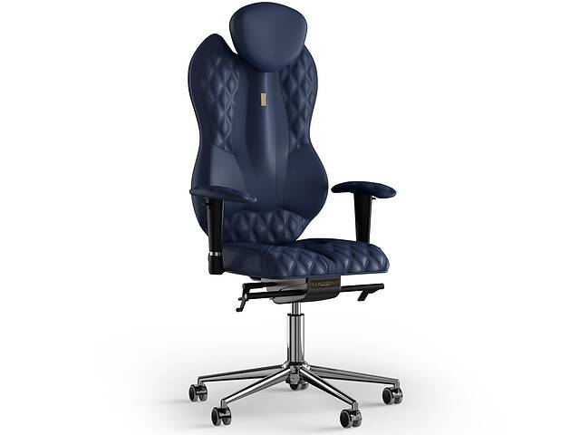 Кресло KULIK SYSTEM GRAND Экокожа с подголовником со строчкой Темно-синий (4-901-WS-MC-0213)