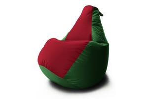 Кресло мешок Груша Coolki комби XXXL 100x140 Зеленый с Красным 05 Оксфорд 600D