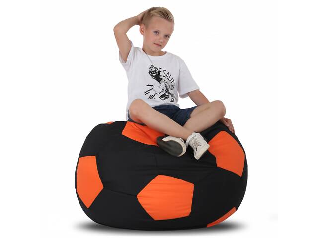 Кресло-мяч Черный с оранжевым Средний 100х100