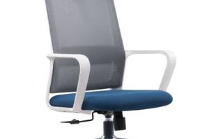 Крісло комп'ютерне поворотнеWIND сіре/синє/білий каркас