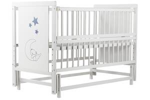 Кровать Babyroom Медвежонок M-02 маятник, откидной бок бук белый