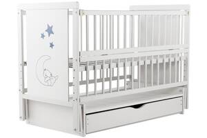 Кровать Babyroom Медвежонок M-03 маятник, ящик, откидной бок бук белый