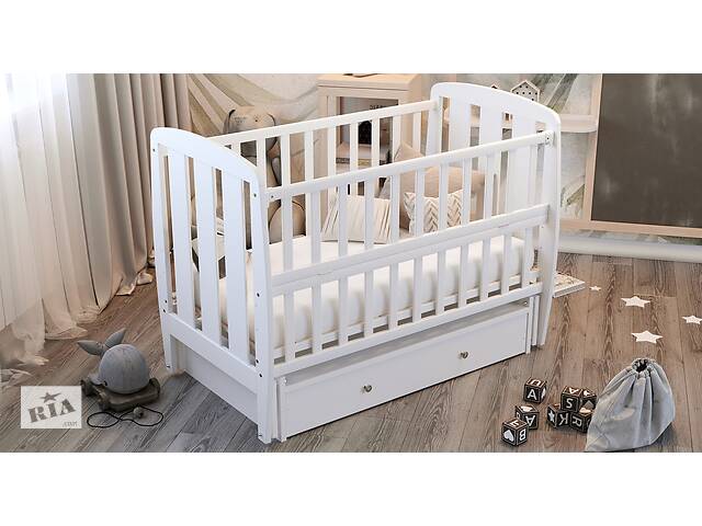 Кровать Babyroom Шарик SH-03 маятник, ящик, откидной бок бук белый