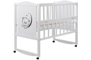 Кровать Babyroom Тедди T-01 фигурное быльце, откидной бок, колеса Белый (hub_x74q1c)