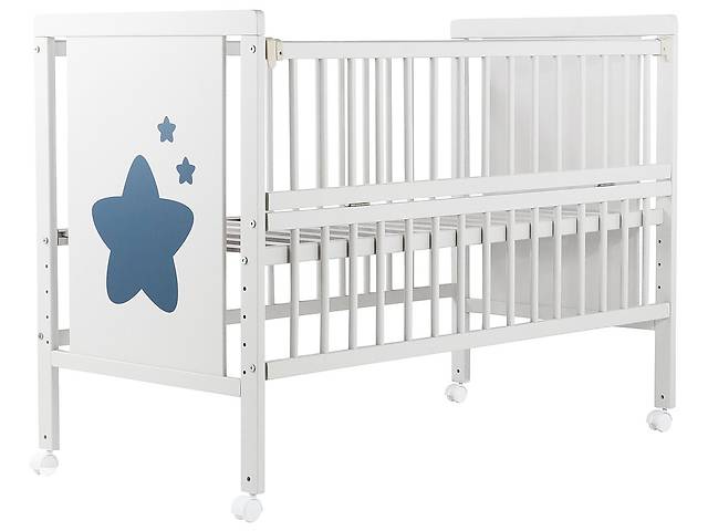 Ліжко Babyroom Зірочка Z-01 відкидний бік, колеса бук білий