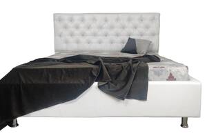 Кровать двуспальная BNB Arizona Comfort 140 х 200 см Стразы Экокожа Белый