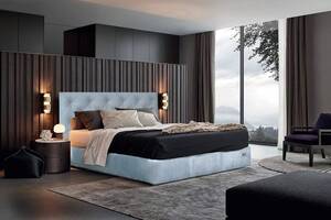 Кровать Двуспальная Richman Бристоль Comfort 160 х 200 см Cervo 31 С подъемным механизмом и нишей для белья Синяя