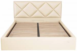 Кровать Двуспальная Richman Лидс VIP 160 х 190 см Флай 2207 С дополнительной металлической цельносварной рамой Бежевая