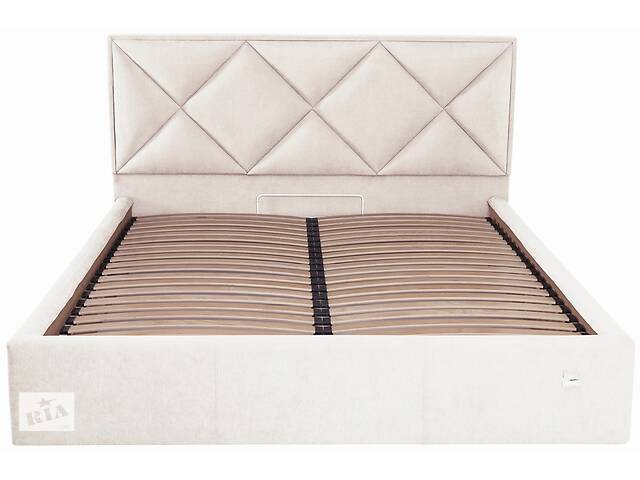 Ліжко Двоспальне Richman Лідс VIP 160 х 200 см Місті Milk З додатковою металевою цільносварною рамою Бежева