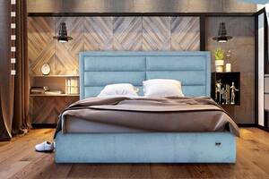 Ліжко двоспальне Richman Орландо Comfort 160 х 200 см Jeans З підйомним механізмом та нішкою для білизни Синя