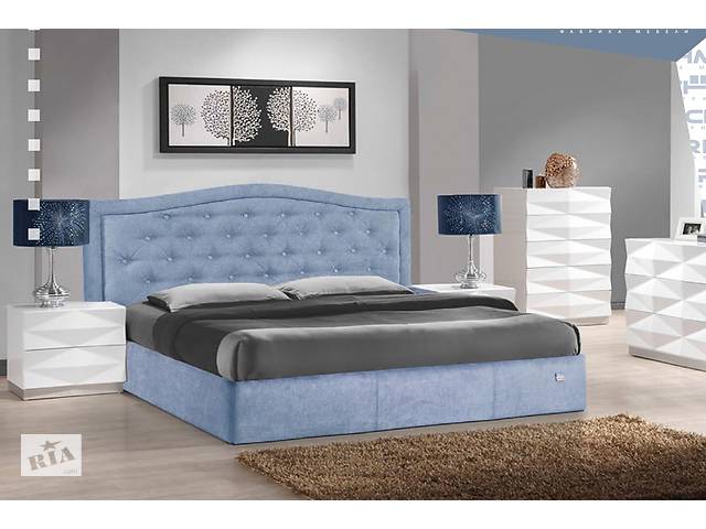 Кровать Двуспальная Richman Скарлетт Comfort 160 х 200 см Jeans С подъемным механизмом и нишей для белья Синяя