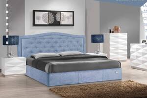 Ліжко Двоспальне Richman Скарлет Comfort 180 х 200 см Jeans З підйомним механізмом і нішою для білизни Синя