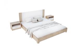 Кровать Мебель Сервис Маркос 160х200 с прикроватными тумбочками + ортопедический вклад Дуб Сонома/Белый (hub_guit56)
