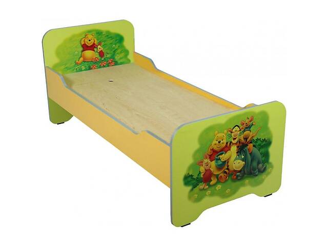 Кровать Мебель UA для детского садика с закругленными спинками с фотопечатью без матраса Зеленая (43891)