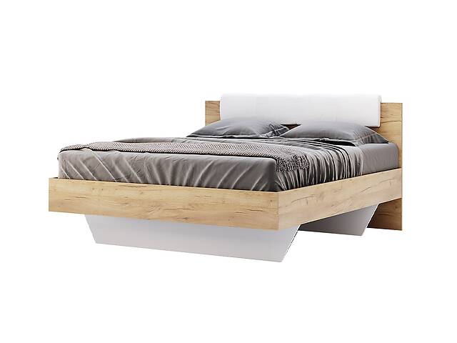 Ліжко Миро-Марк Асті 2000*1600 з дерев'яним каркасом хай-тек Дуб крафт Білий глянець (56724)