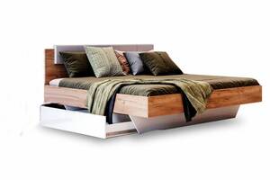 Ліжко Миро-Марк Асті 2000*1600 з висувною скринькою та дерев'яним каркасом хай-тек Дуб крафт/Білий глянець (56723)